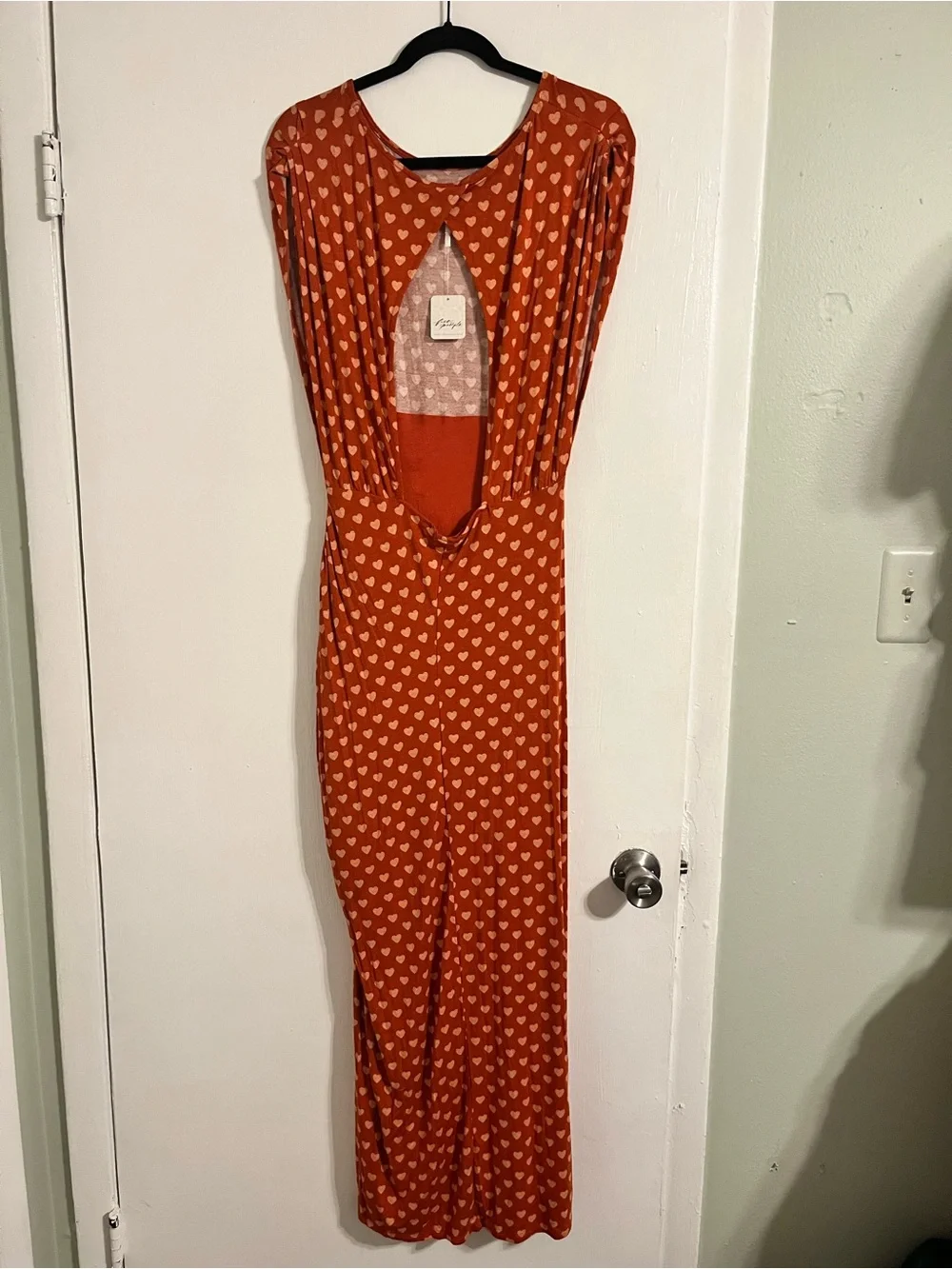 Free People Rust Heart-Print Backless Maxi Dress - Picture 7 of 9